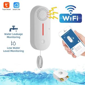 Controle Tuya WiFi Smart Water Lek Sensor Water Overloop Level Detector Beveiliging Sound Alarm System Flood Lekkage Sensor Remote Monitor