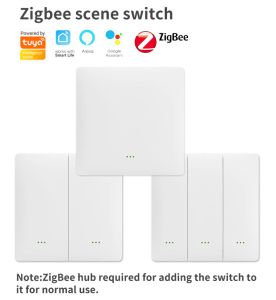 Control Tuya Zigbee Pegado gratuito Interruptor de 9 escenas Tuya Zigbee Smart Switch Compatible con Alexa Google Home Cableado gratuito Aplicación Smart Life Automatización