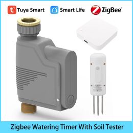 Controle Tuya Zigbee Garden Watering Timer SMART SPRINKLER DRIP IRRigation System Builtin Water Flow Recorder met grondtester Gateway