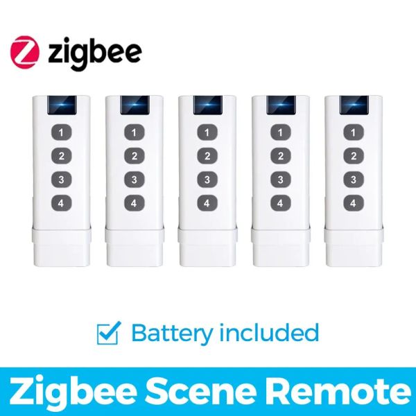 Contrôle Tuya ZigBee commutateur de scène intelligent 4 gangs à distance Portable pour scénario de domotique intelligente télécommande avec Alexa Google