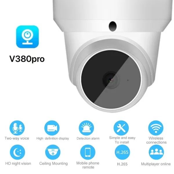 Contrôler V380 App Smart IP Camera HD 1080p Cloud Wireless Outdoor Tracking Infrared Surveillance Caméras avec caméra WiFi