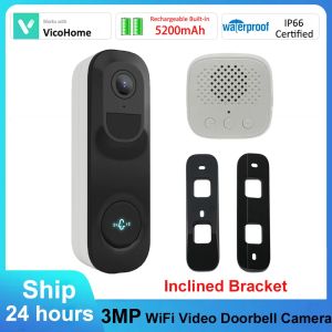 CONTRÔLE VICOHOME 3MP Smart Video Door Door WiFi WiFi Outdoor Bell Imperproof IP65 Interphone Interphone 160 ° Tamper Wireless Door Phone Camera