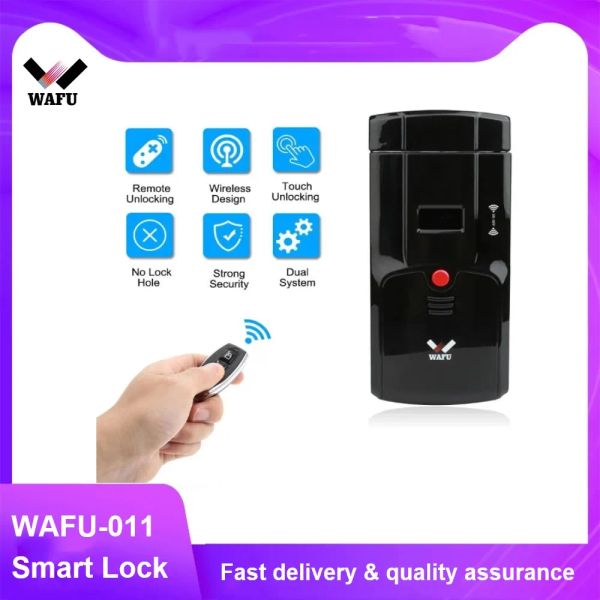 Control WAFU HF011 Cierro inteligente inalámbrico Puerta electrónica CLAK Teléfono Control de control remoto Locos invisibles Negro