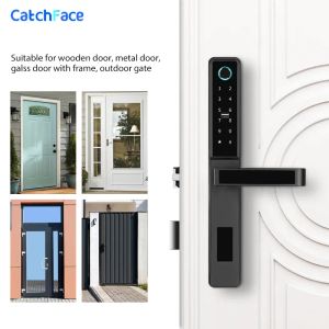 Contrôlez le lecteur Bluetooth sans clé imperméable sans clé d'empreinte digitale Push Pull Smart Door Lock pour le glissement en verre ou la porte de la maison en bois