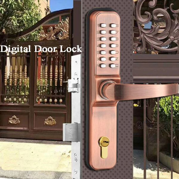 Control de villa impermeable Lock Smart Digital Poor Lock Mecánico Llave Mecánica Mango de mango largo Modo de paso 3585 Abridor de compuerta de mortaja