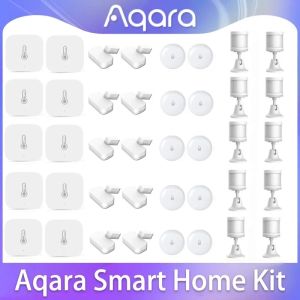 Control Sensor de puerta Aqara al por mayor 10 PPCS Sensores de temperatura Zigbee Motaje Conexión inalámbrica de agua Trabajo con Xiaomi Home HomeKit