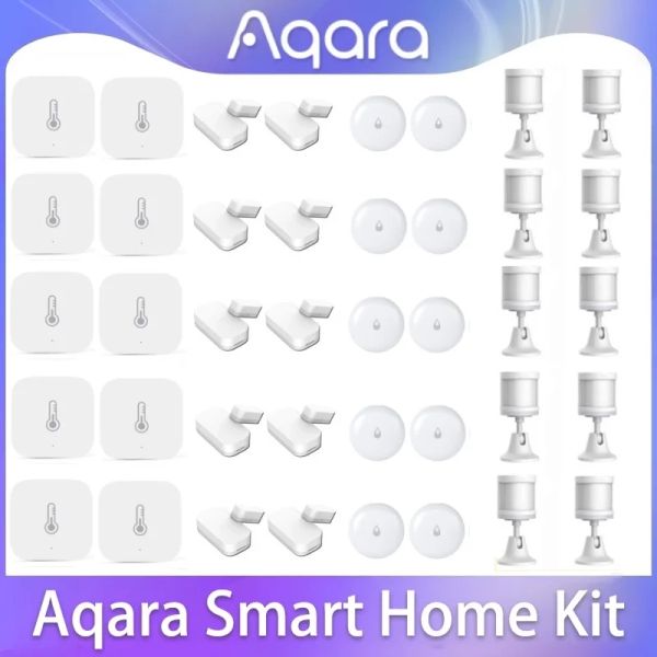 Contrôle Capteur de porte Aqara en gros 10pcs Capteurs de température Zigbee Motion Eau sans fil de connexion sans fil avec Xiaomi Home Homekit