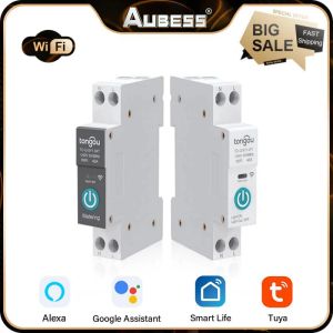 Controle Wifi 1P 10/16/25/32/40/50/63A DIN Rail Slimme Stroomonderbreker, TONGOU Tuya Alexa Voice Remote Metering Tijdschakelaar Relais TOQSY1