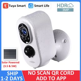 Contrôle WiFi Bluetooth Fast Easy Link Batterie solaire Solaire Sécurité extérieure PIR Spotlight Couleur nocturne Vision CCTV Sirène Caméra 3MP Tuya Smart