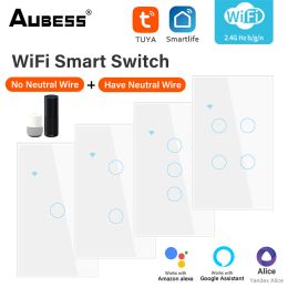 Controle WiFi Smart Light Touch Switch Smart Life Glazen paneel EU Wandschakelaar 2-weg Geen neutrale draad Smart Home Alexa Google Home