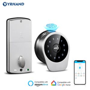 Besturing WiFi TT Lock -app Bluetooth vingerafdruk Deadbolt Lock Smart Card Digitale sleutelloze code Batterij Elektronische deurvergrendeling