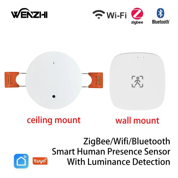 Contrôler le capteur de mouvement de présence humain WiFi / Zigbee / Bluetooth Mmwave avec luminance / détection de distance Tuya Smart Life Home-Automation