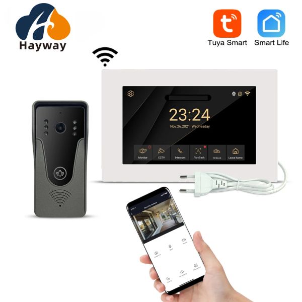 Contrôle Système d'interphone Smart Video WiFi Système 1080p Tacy Full Topp Wired Door Smart Phone Talking Onekey Unlocking