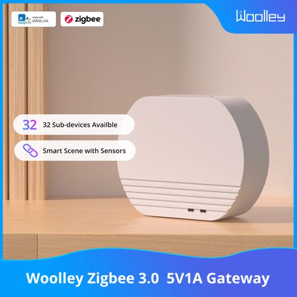 Contrôler Woolley 5V1A Zigbee Gateway 32 Sous-appareils Smart Scene via l'application Ewelink avec capteur de mouvement de la fenêtre de porte SmartThings Zigbee Hubs