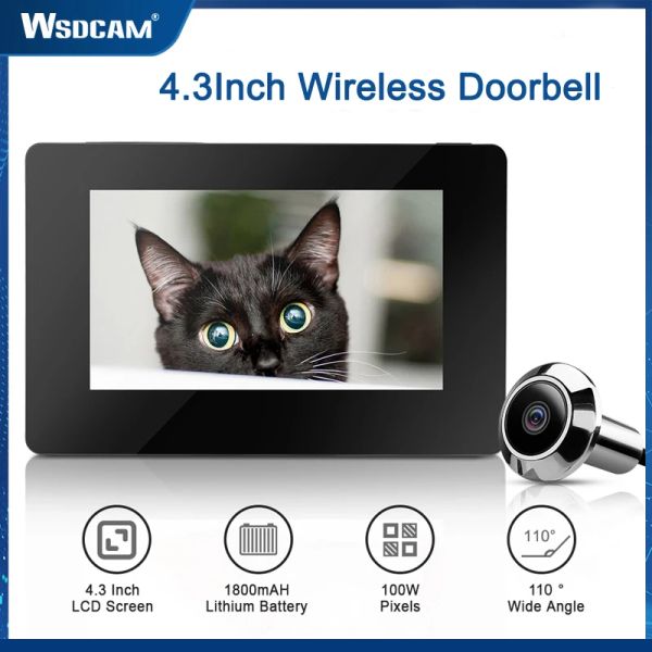 Contrôle WSDCAM 4.3 pouces Péède Pabille de porte Caméra Smart Electronic Outdoor Camera Monitor 110 ° Puphole Visionneuse Cat Porte oculaire Cat Sécurité
