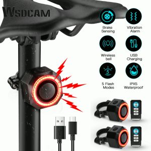 Contrôle Wsdcam Bicycle Light Smart Alarm Antift Antift Fambullighight Remote Control Flash Light Cycling Équipement de vibration