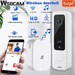 Besturing WSDCAM Tuya Outdoor Wireless Doorbell Camera Wifi Door Bell Chime Kit 720P HD IR Night 10m RIP Motion Door Chimes Smart Home