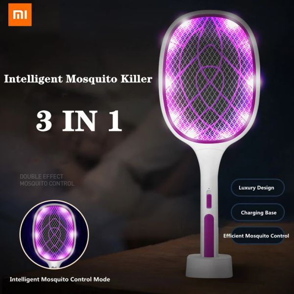 Control Xiaomi 3 en 1 10/6 LED trampa lámpara antimosquitos 3000V eléctrico Bug Zapper USB recargable verano matamoscas trampa moscas insectos