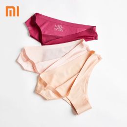 Contrôle Xiaomi 3 pièces culottes slips femme sous-vêtements Sexy sans couture sport femme Tback Gstring tongs sous-vêtement glace soie femmes culottes