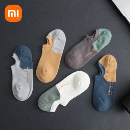 Contrôle xiaomi 5 paires par ensemble chaussettes en coton pur sweatabsorbent déodorant de haute qualité de haute qualité basse coupe d'été décontractée pour hommes doux