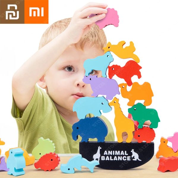 Contrôle Xiaomi enfants en bois dinosaure Balance blocs de construction empilage haut jeu Balance bateau éducation précoce jouets éducatifs Youpin