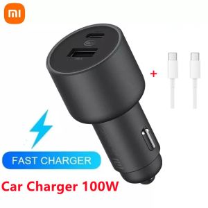 Contrôle Xiaomi Mi chargeur de voiture 100W MAX 1A1C charge rapide double port USBA USBC appareil intelligent entièrement Compatible avec l'affichage à effet de lumière