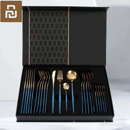 Contrôle Xiaomi Mijia 24 pièces vaisselle ensemble de couverts or vaisselle haut de gamme ensemble en acier Restaurant couteau fourchette cuillère luxe couverts cuisine