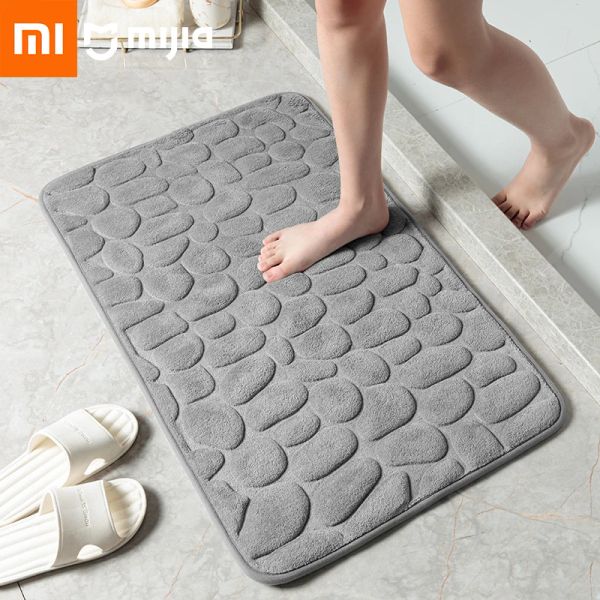 Contrôle Xiaomi Mijia salle de bain tapis de bain tapis antidérapants 3D pavé en relief mousse à mémoire de forme absorbant salle de bain salon tapis de sol