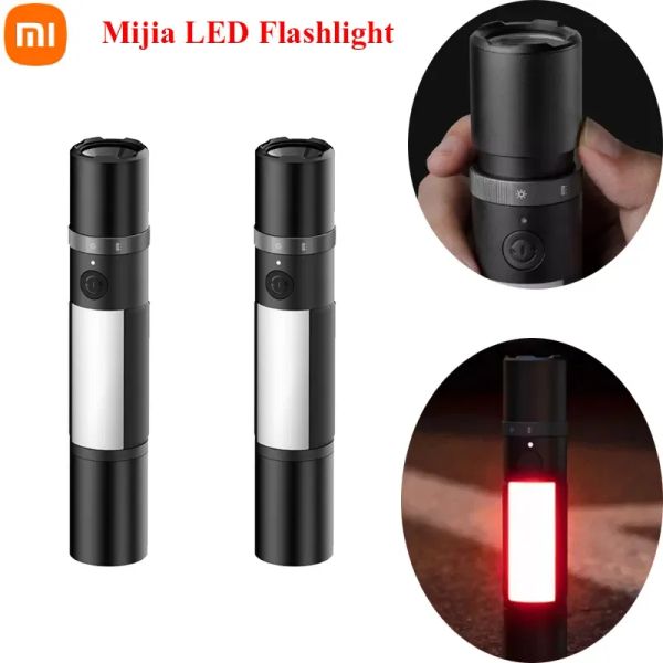 Control Xiaomi Mijia linterna LED multifuncional con zoom antorcha ultrabrillante cinturón de seguridad cortador luz de emergencia del coche