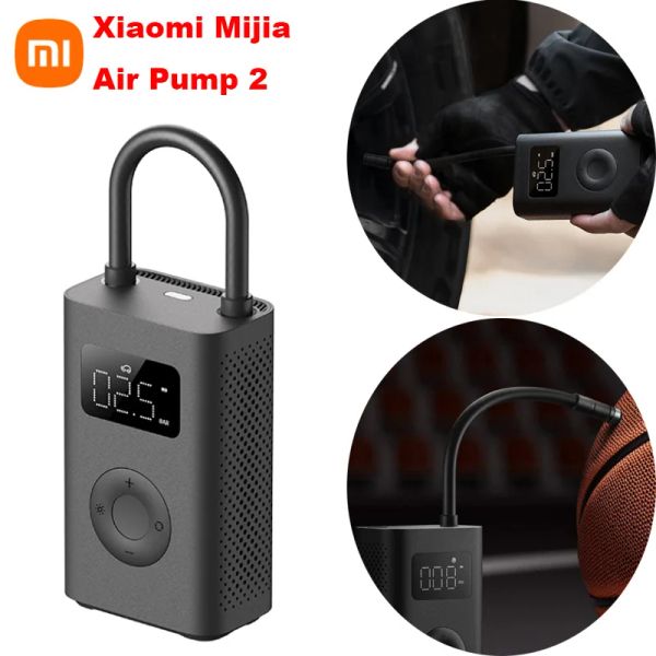 Contrôle Xiaomi Mijia compresseur d'air électrique Portable 2 Mini pompe à Air 150PSI TypeC LED gonfleur multi-outils pour balle de voiture