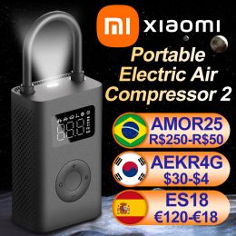 Contrôle Xiaomi Mini pompe à air portable 2 Mijia compresseur d'air électrique trésor TypeC gonfleur multioutil détection numérique de la pression des pneus