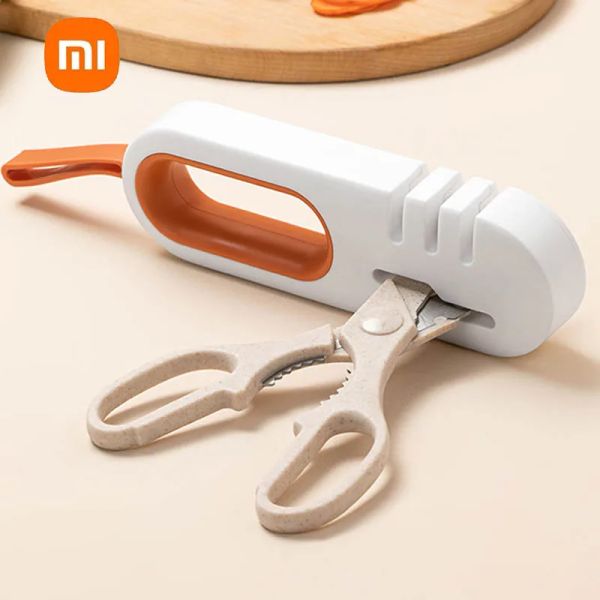 Control Xiaomi Pink Cute Piedra de afilar Hogar Pequeña Cocina Multifunción 4 en 1 para cuchillo de frutas Cuchillo de verduras Tijeras Afilador