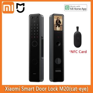 Contrôle Xiaomi Smart Door Lock M20 Pro Cat Eye Visual Screen Finger empreinte Bluetooth NFC Unlock pour Mihome Pushpull Lock avec appareil photo