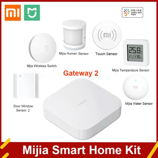 Contrôle Xiaomi Smart Home Kit Multimode Gateway 2 commutateur sans fil porte capteur de corps humain température de l'eau capteur d'humidité contrôle Hub