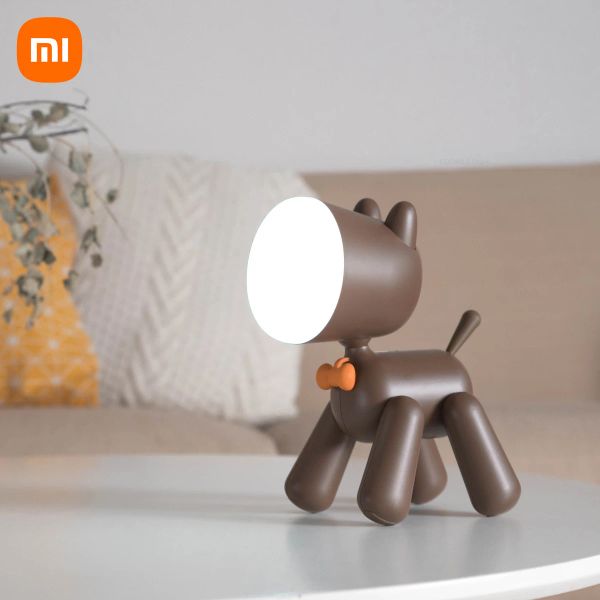 Control Xiaomi USB recargable LED lámpara de noche para dormitorio de niños variedad perros Lámpara de lectura para estudiantes luz nocturna de dibujos animados lámpara de mesa