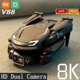 Contrôle Xiaomi V88 5G DRONE 5000M 8K HD Double caméra Professionnel Évitement de la photographie aérienne GPS Optical Brushless Quadcopter