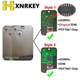 Controle Xnrkey Aftermarket / Original PCF7947 Chip 433MHz Remote Control Key voor Renault Laguna Espace Smart Card