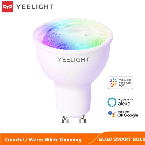 Control Yeelight GU10 Bombilla LED para lámpara inteligente Luz de atenuación colorida / blanca Control por voz por WIFI para Xiami APP mi home Asistente de Google Alexa