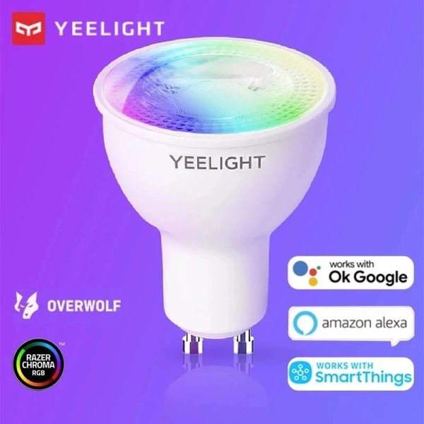 Control Yeelight GU10 Bulbo de LED inteligente W1 Lámpara Dimmable / Colorida 350 Lumen Música Sync Control de voz para la aplicación Google Asistente Alexa