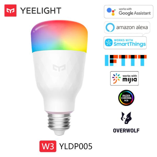 Contrôle Yeelight Smart LED couleur ampoule W3 lampe d'ambiance multicolore 900lm 8W App commande vocale fonctionne avec Google Home Alexa IFTTT Mijia