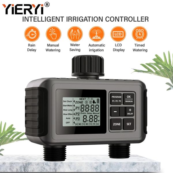 Contrôle Yieryi Sprinkler Timer Smart Dual Water Timer Garden Farm Irrigation Controller Programmable Irrigation Timed Watering Valve