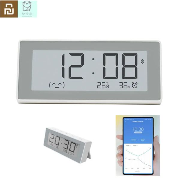 Control YOUPIN MiaoMiaoCe Termómetro Temperatura Sensor de humedad Smart ELink INK Pantalla LCD BT4.0 Reloj digital Medidor de humedad Stock