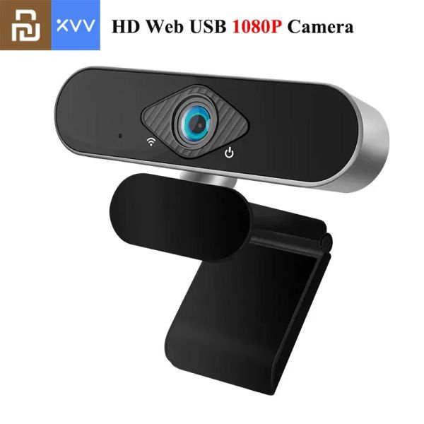 Contrôle Youpin Xiaovv 1080P Webcam avec microphone 150 ° grand angle USB HD caméra ordinateur portable Webcast pour Zoom YouTube Skype FaceTime