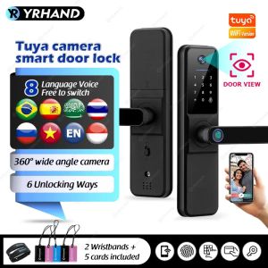 Controle Yrhand H01 Fechadura Eletronica Tuya Wifi Digitale elektronische slimme deurslot met biometrische camera vingerafdruk IP66 Smart Lock