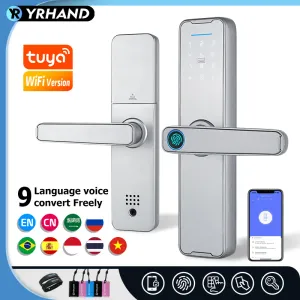 CONTRÔLE YRHAND TUYA WiFi Sliver Fechadura Eletronico Digital Biométric Empreinte Berround App App Remote WaterPoof Smart Door Lock