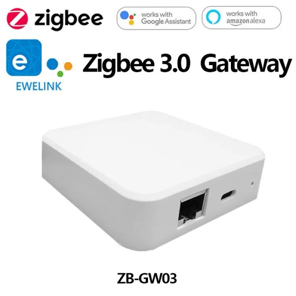 Contrôler ZBGW03 Zigbee 3.0 Smart Ethernet Bridge WiFi Gateway Hub Les produits Zigbee peuvent être flashés Connect Ewelink App avec Alexa Google