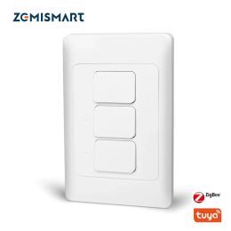 Controle Zemismart Tuya Zigbee Push Lichtschakelaar Controle Smart Life US AU Fysieke Wandschakelaars Drukknop Interruptor