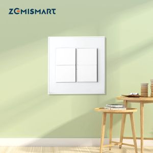 Controle Zemismart Tuya Zigbee Smart Switch 4 Kanalen Wandlichtschakelaar 4x4 Drukknop Onderbreker Neutraal Vereist Alexa Google Home