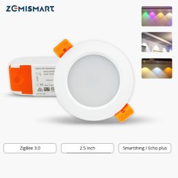 Contrôle Zemismart Zigbee 3.0 2.5 pouces RGBW RGB Downlight lumière LED Echo Plus SmartThings Solution d'éclairage intelligente Alexa Google Home