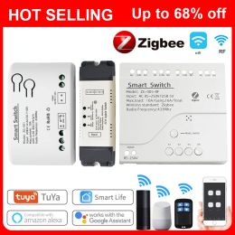Contrôle du module de relais Smart Smart Zigbee Smart Switch Home Automation 1/2 / 4CH 5V 12V 732V 220V App Remote Controly compatible avec Alexa Google Home